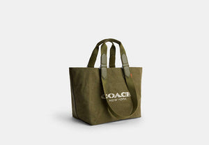 Small Tour Tote Bag In Regenerative Cotton - Silver/OLIVE