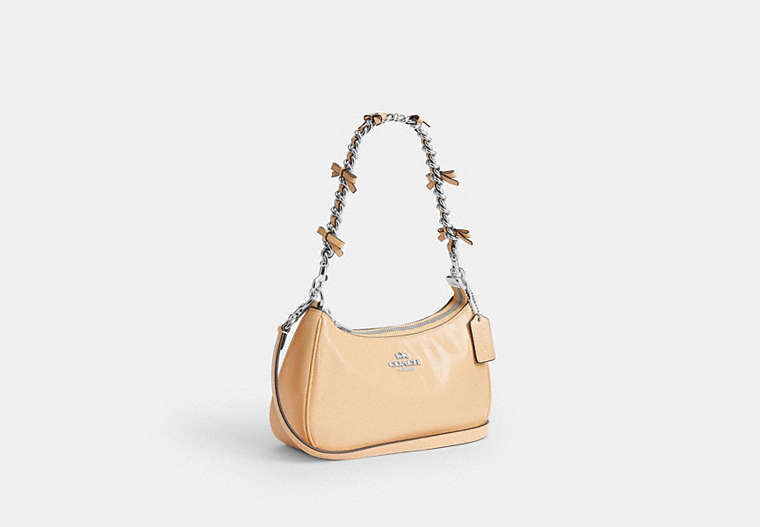 Teri Shoulder Bag With Bows - Silver/Light Sand