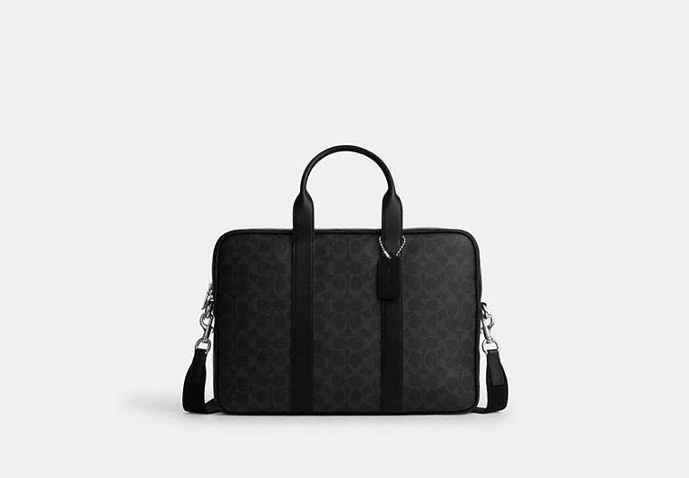 Austin Brief In Signature Canvas - Silver/Black Signature
