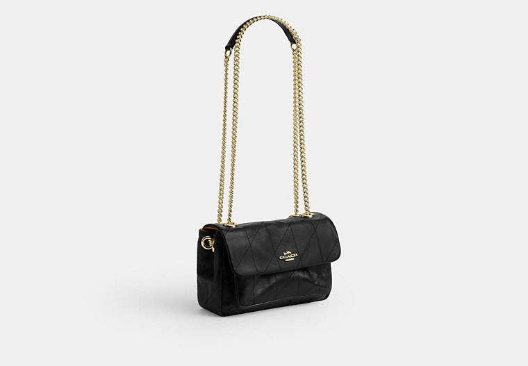 Elodie Crossbody Bag 18 With Quilting - Gold/Black