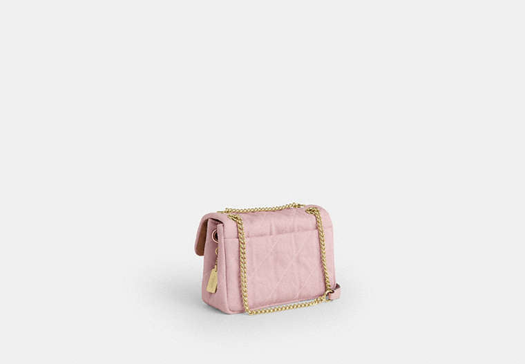 Elodie Crossbody Bag 18 In Loved Denim With Quilting - Gold/Light Pink