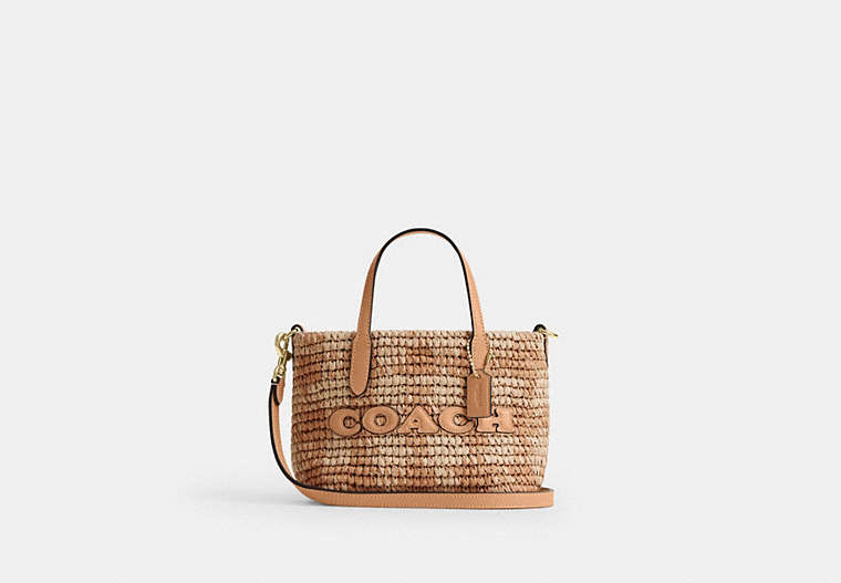 City Mini Tote Bag With Gingham Print - Gold/Tan
