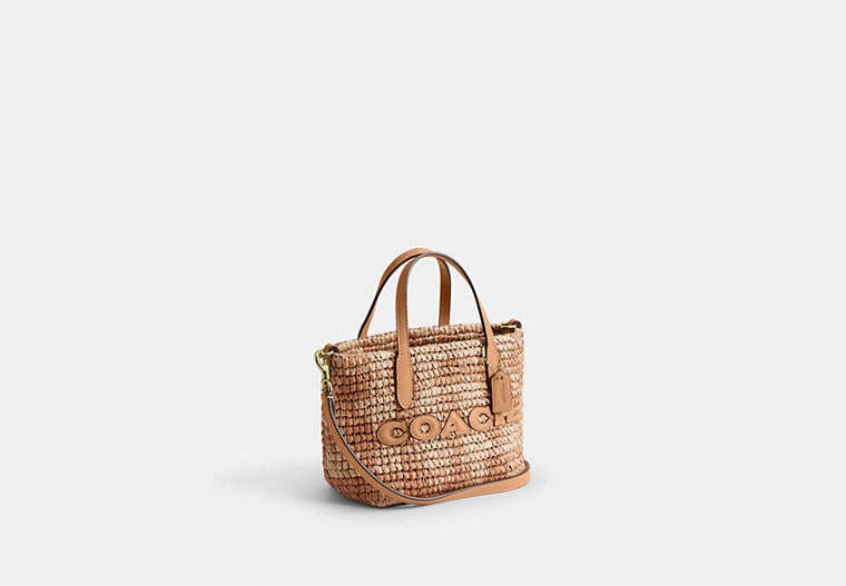 City Mini Tote Bag With Gingham Print - Gold/Tan