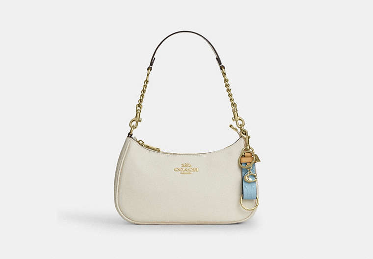 Trigger Snap Bag Charm In Signature Leather With Charm - Gold/Light Blue
