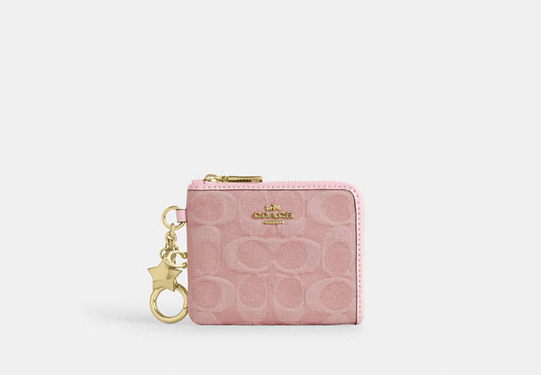 Small Corner Zip Wallet - Gold/Light Pink
