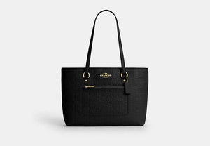 Station Tote Bag In Signature Leather - Gold/Black