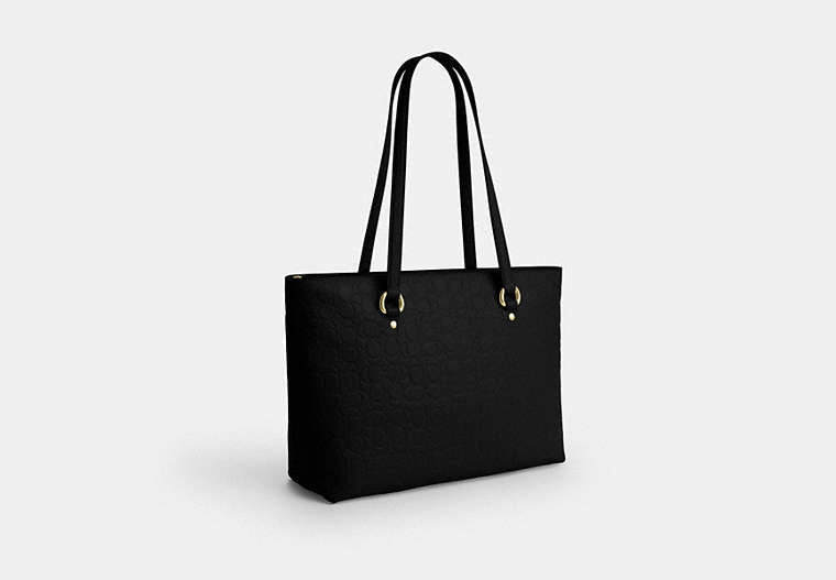 Station Tote Bag In Signature Leather - Gold/Black