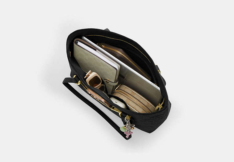 Station Tote Bag In Signature Leather - Gold/Black