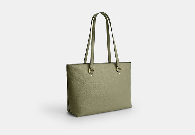 Station Tote Bag In Signature Leather - Gold/Pistachio