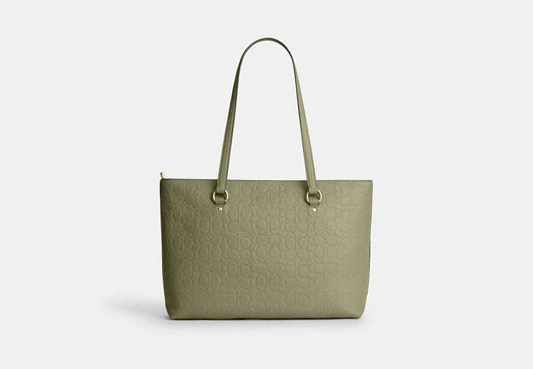 Station Tote Bag In Signature Leather - Gold/Pistachio