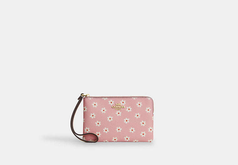 Corner Zip Wristlet - Gold/Pink Multi