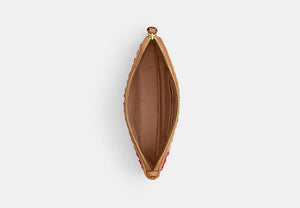Large Corner Zip Wristlet - Gold/Red/Tan