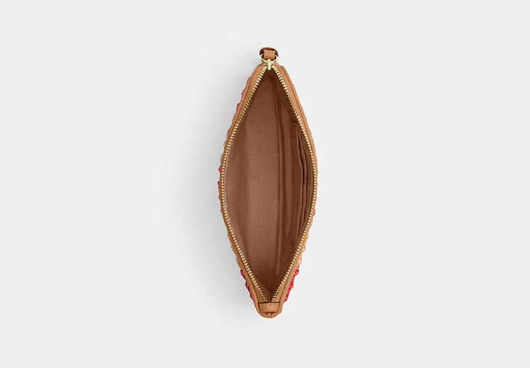Large Corner Zip Wristlet - Gold/Red/Tan