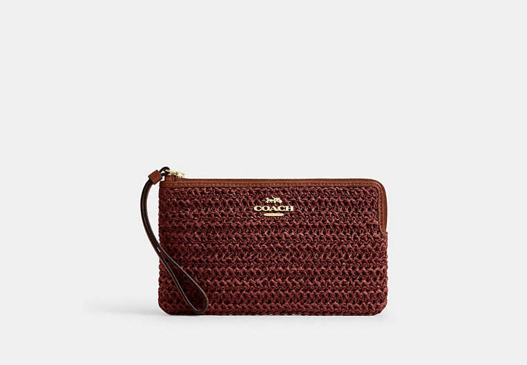 Large Corner Zip Wristlet - Gold/Russet