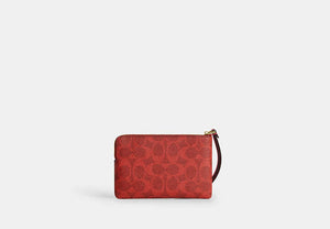 Corner Zip Wristlet - Gold/Crimson