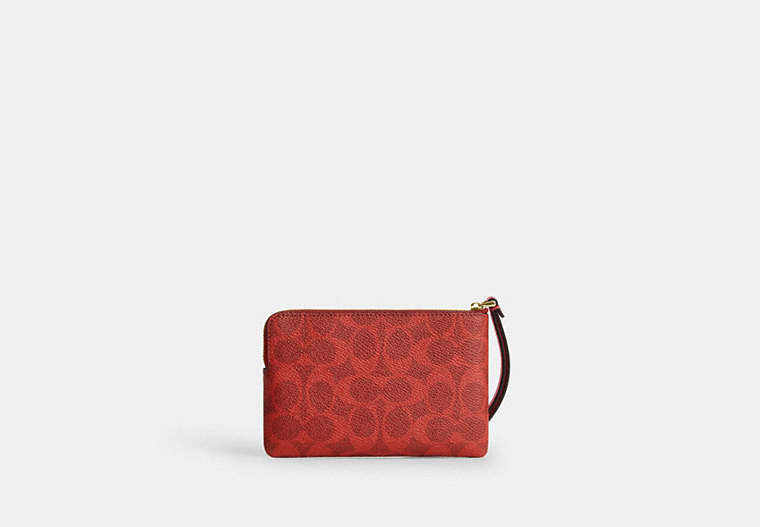 Corner Zip Wristlet - Gold/Crimson