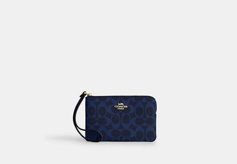 Corner Zip Wristlet - Gold/Navy