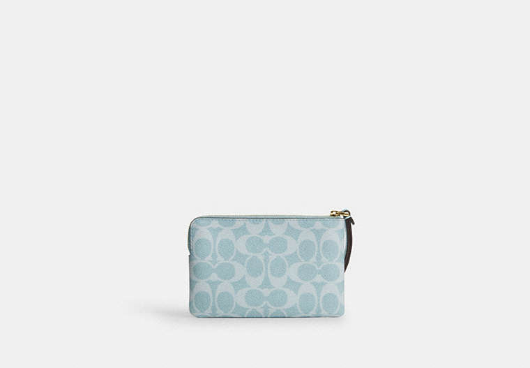 Corner Zip Wristlet - Gold/Light Blue