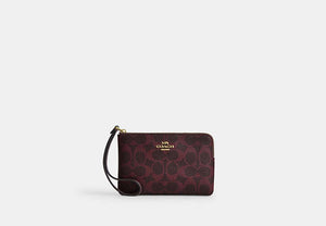 Corner Zip Wristlet - Gold/Black Currant