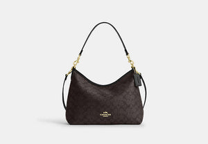 Laurel Shoulder Bag In Signature Canvas - Gold/Walnut/Black