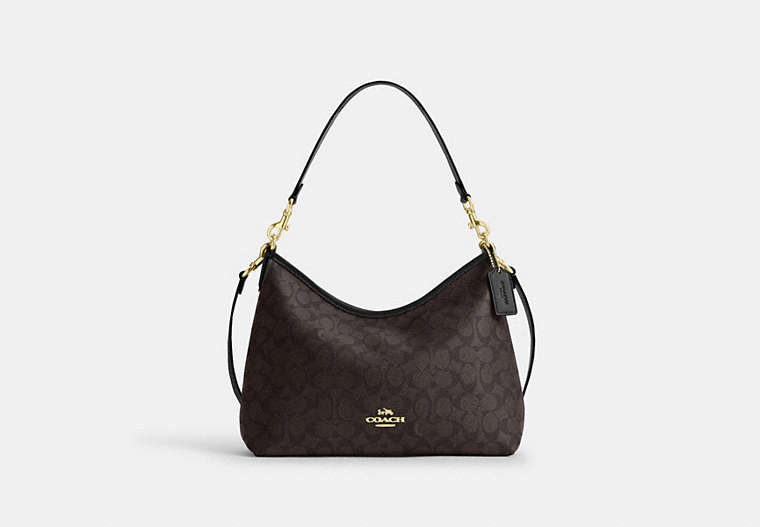 Laurel Shoulder Bag In Signature Canvas - Gold/Walnut/Black