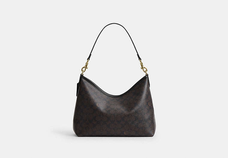 Laurel Shoulder Bag In Signature Canvas - Gold/Walnut/Black