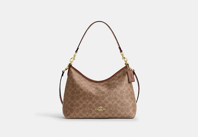 Laurel Shoulder Bag In Signature Canvas - Gold/Tan/Brown