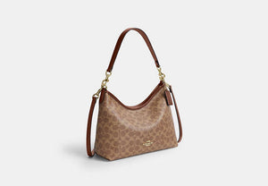 Laurel Shoulder Bag In Signature Canvas - Gold/Tan/Brown
