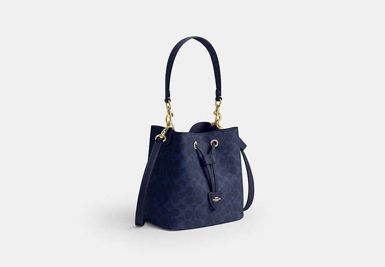 Rowan Bucket Bag In Signature Canvas - Gold/Navy