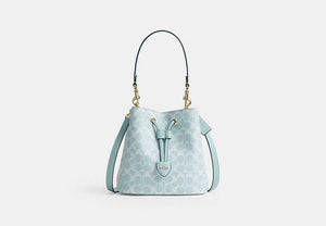 Rowan Bucket Bag In Signature Canvas - Gold/Light Blue
