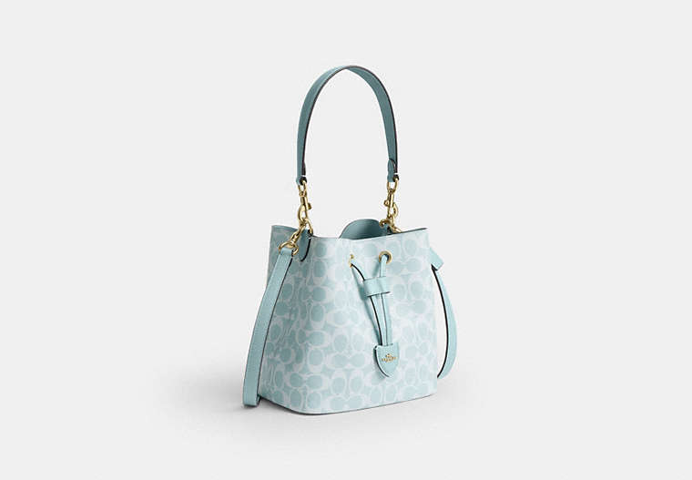 Rowan Bucket Bag In Signature Canvas - Gold/Light Blue