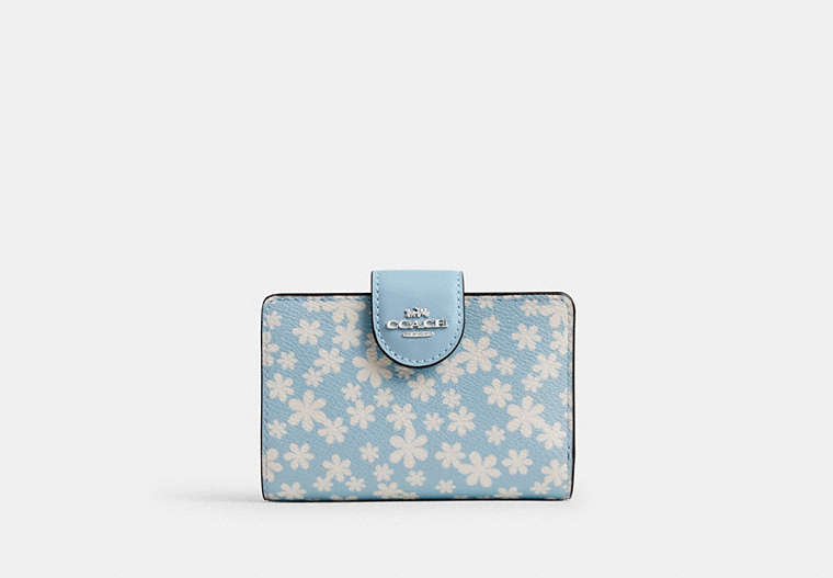 Medium Corner Zip Wallet - Silver/BLUE MULTI
