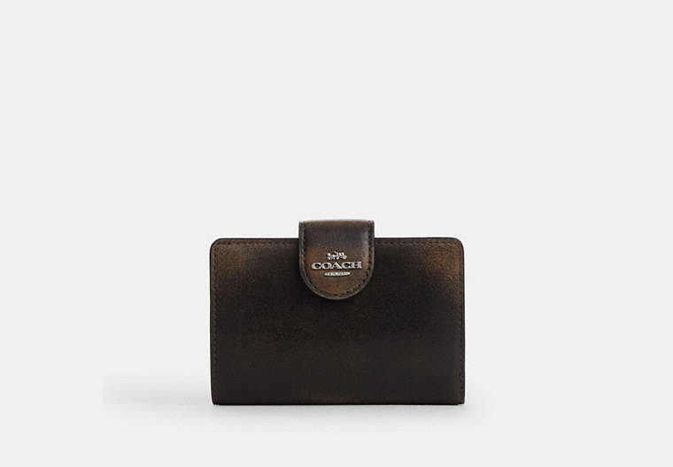 Medium Corner Zip Wallet - Silver/Black Brown
