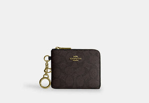 Small Corner Zip Wallet - Gold/Walnut/Black