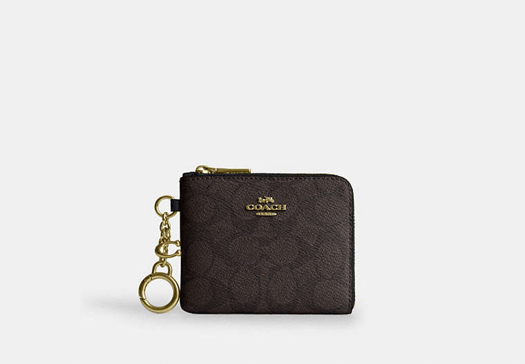 Small Corner Zip Wallet - Gold/Walnut/Black