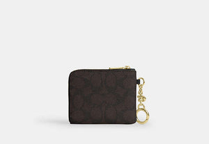 Small Corner Zip Wallet - Gold/Walnut/Black