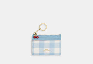 Mini Skinny ID Case In Signature Chenille - Gold/Blue Multi