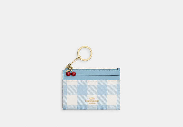 Mini Skinny ID Case In Signature Chenille - Gold/Blue Multi