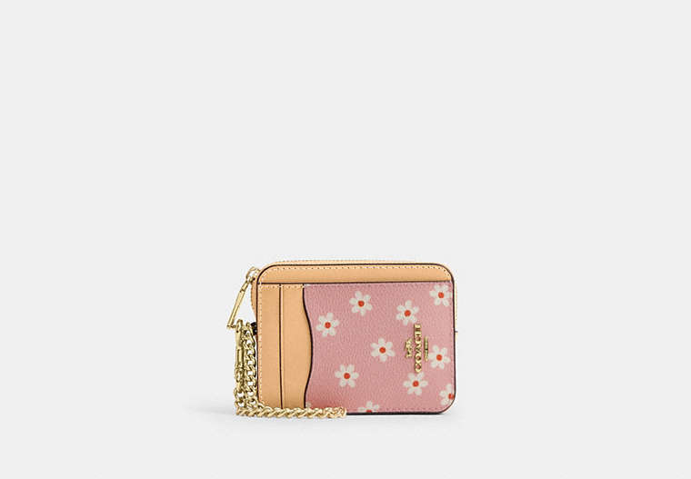 Zip Card Case - Gold/Pink Multi