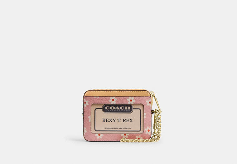 Zip Card Case - Gold/Pink Multi