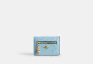 Card Case With Charms - Gold/Light Blue