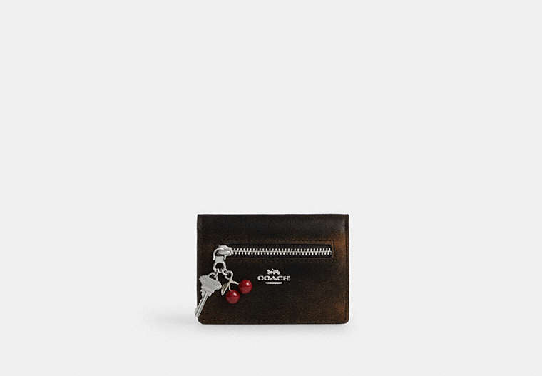 Card Case With Charms - Silver/Black Brown