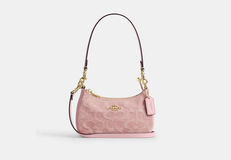 Teri Mini Crossbody Bag In Signature Denim - Gold/Light Pink