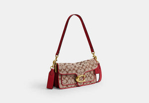 Tabby Shoulder Bag 26 In Signature Jacquard - Brass/Poppy Signature