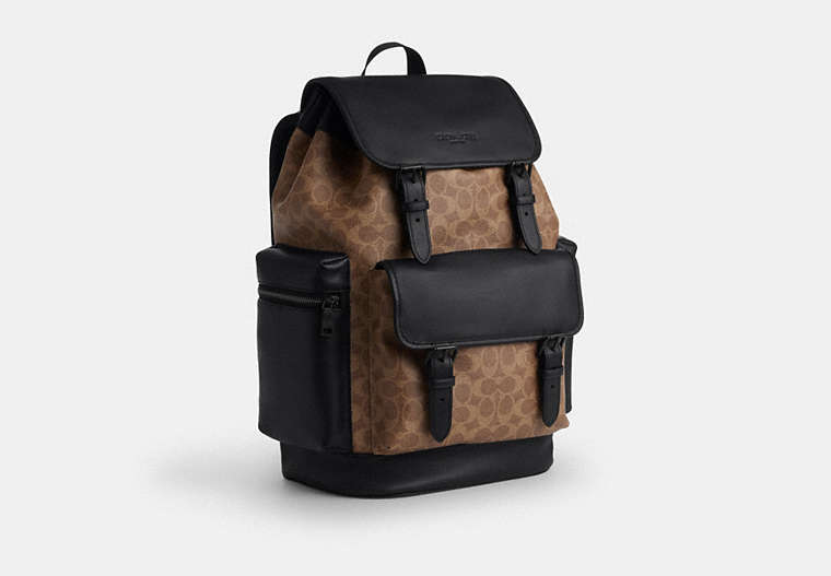 Sprint Backpack In Signature Jacquard - Matte Black/Tan Black