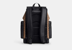 Sprint Backpack In Signature Jacquard - Matte Black/Tan Black