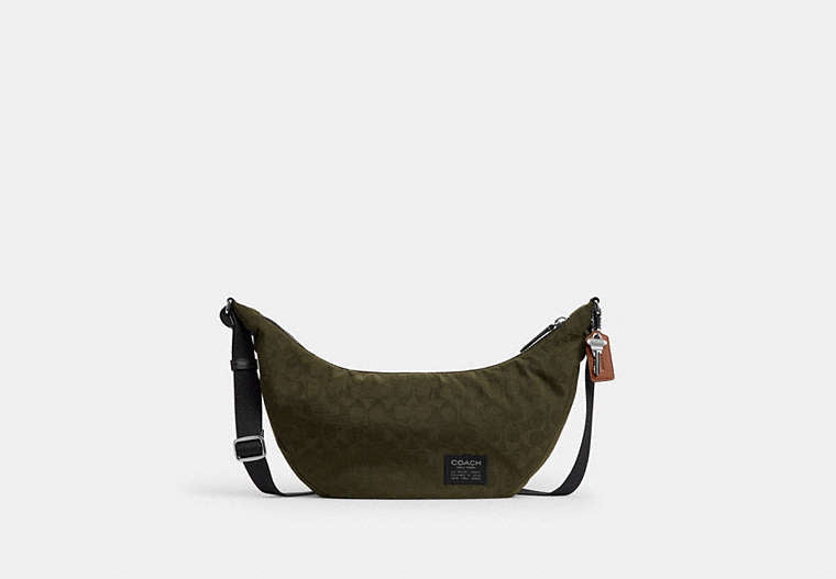 Leon Sling Bag In Signature Nylon Jacquard - Dark Moss