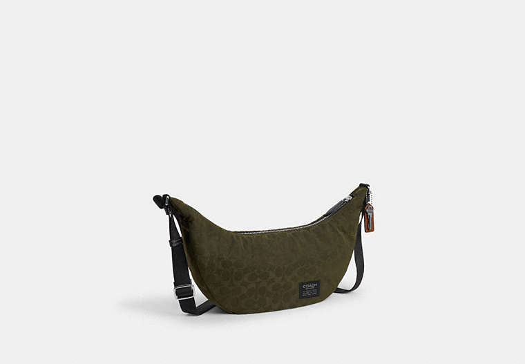 Leon Sling Bag In Signature Nylon Jacquard - Dark Moss