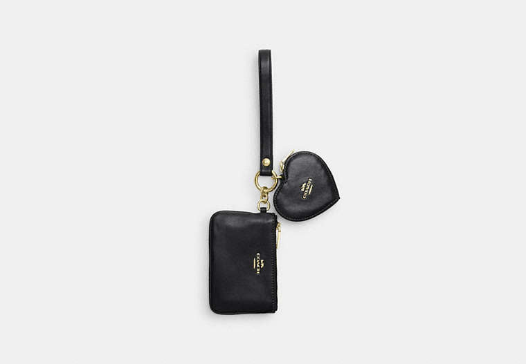 Wristlet And Heart Pouch - Gold/Black