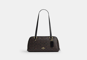 Sydney Shoulder Bag In Signature Canvas - Gold/Walnut/Black